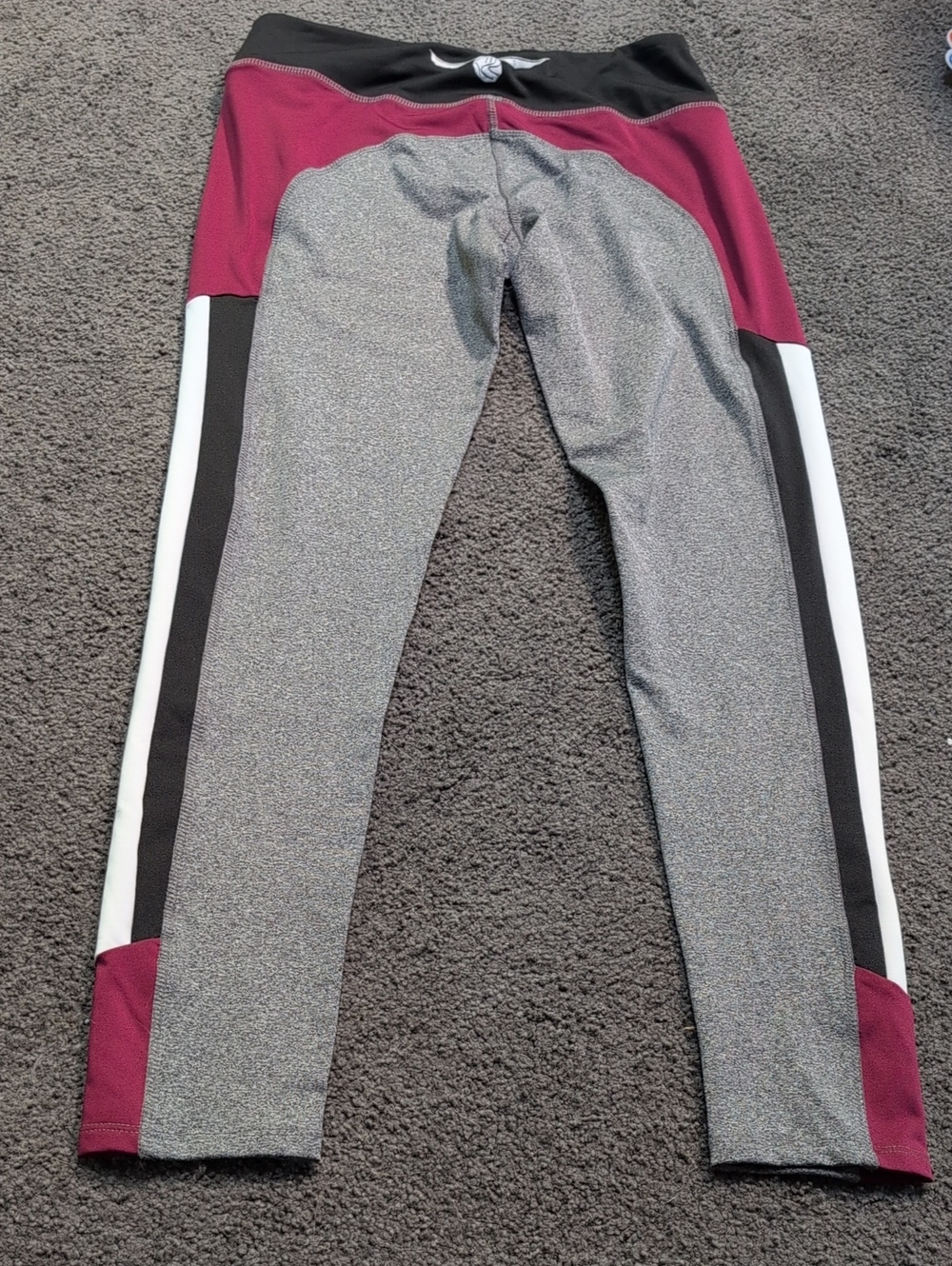 Warner Brothers Harry Potter Maroon, Gray, Black & White Colorblock Leggings
